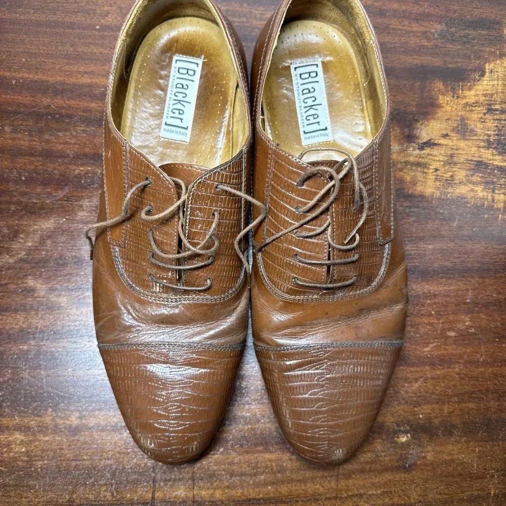 Stanley Blacker Mens Leather Dress Shoes 12W Made in Italy